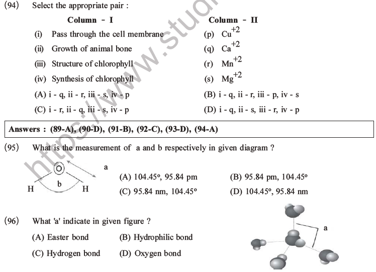 NEET Biology Biomolecules MCQs Set C, Multiple Choice Questions